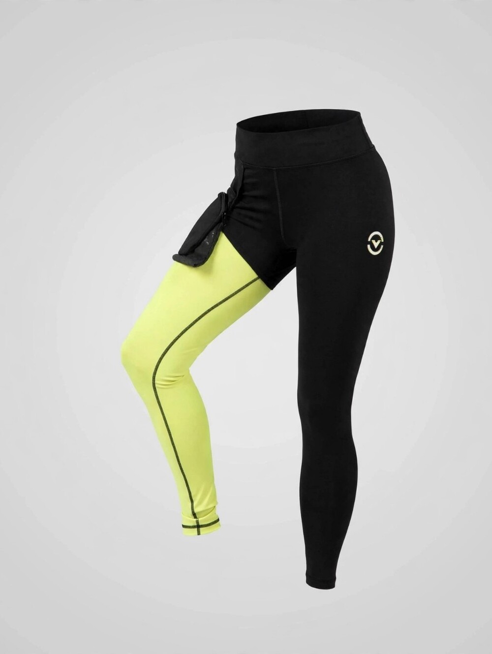 Virus Black and Bright Yellow Womens Compression Leggings